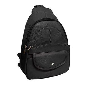 Snap Front Leather Backpack Travel School